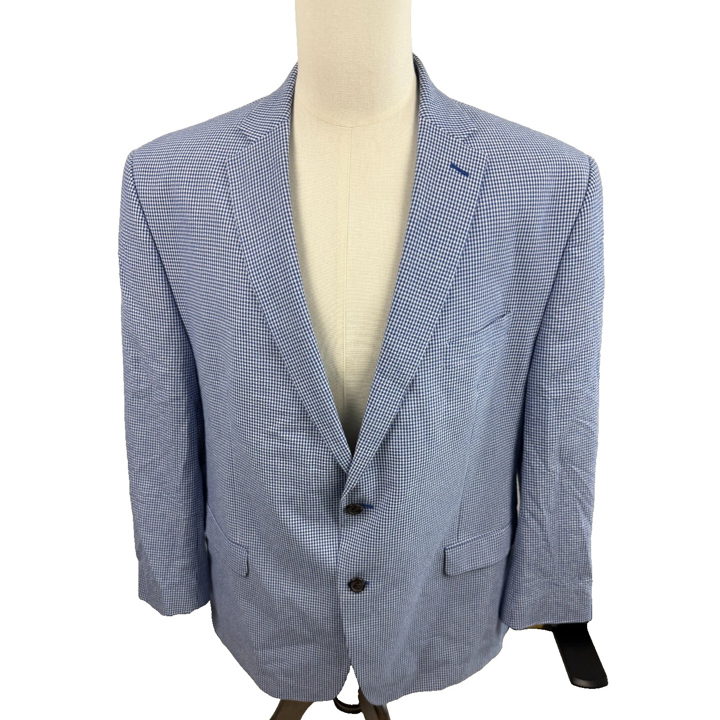 Lauren Ralph Lauren Mens Gingham Cotton Blazer Blue White 50r